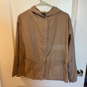 Eileen Fisher hooded shirt made of 100% cotton size small perfect for cozy fall